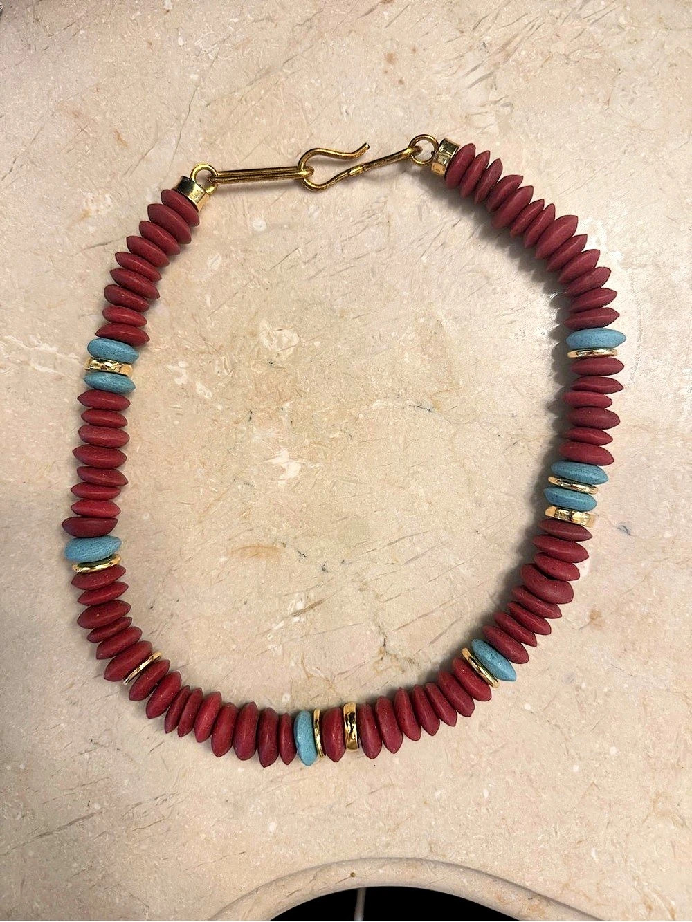 Lizzie Fortunato Red & Turquoise Beaded Necklace Like New